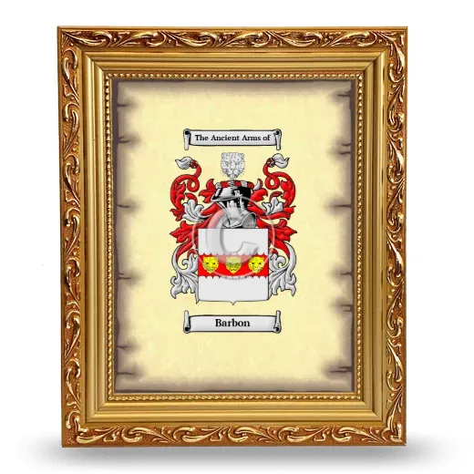 Barbon Coat of Arms Framed - Gold