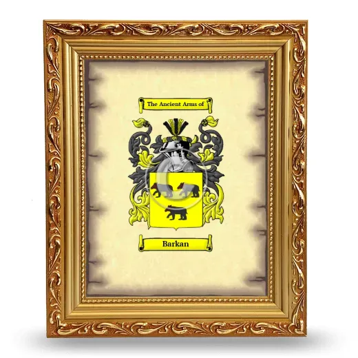 Barkan Coat of Arms Framed - Gold