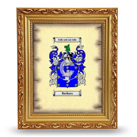 Barkass Coat of Arms Framed - Gold