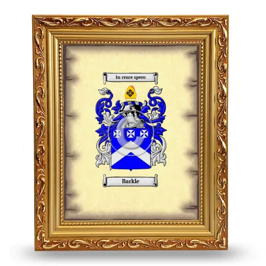 Barkle Coat of Arms Framed - Gold