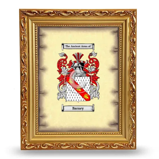 Barney Coat of Arms Framed - Gold