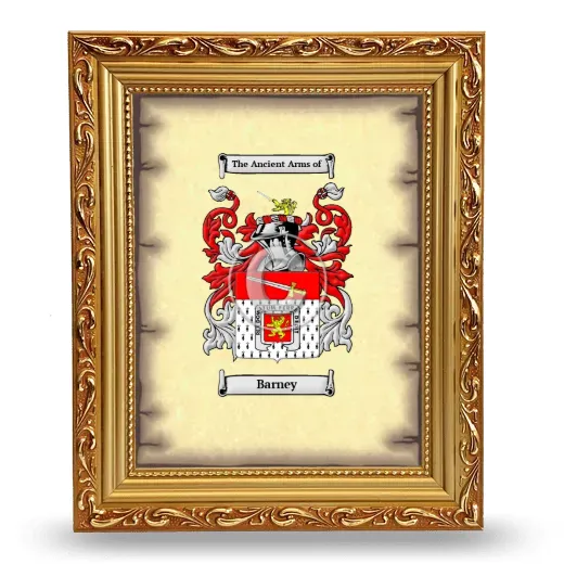Barney Coat of Arms Framed - Gold