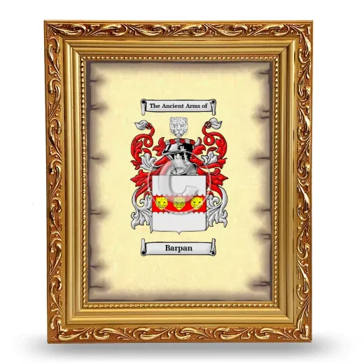 Barpan Coat of Arms Framed - Gold