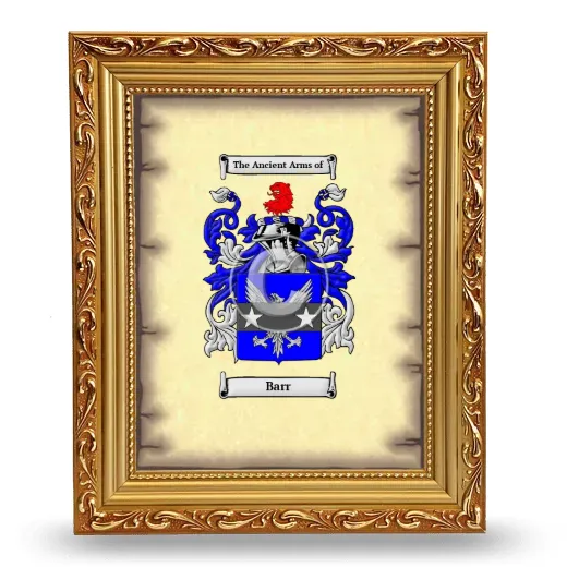 Barr Coat of Arms Framed - Gold