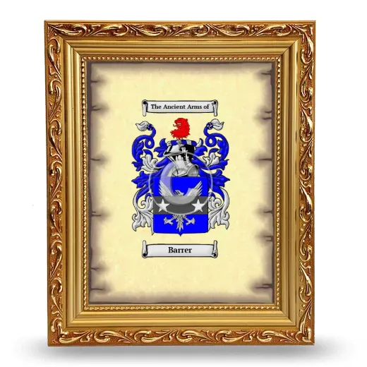 Barrer Coat of Arms Framed - Gold