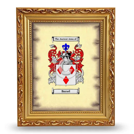 Barsel Coat of Arms Framed - Gold