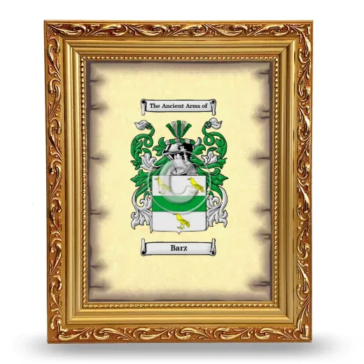 Barz Coat of Arms Framed - Gold