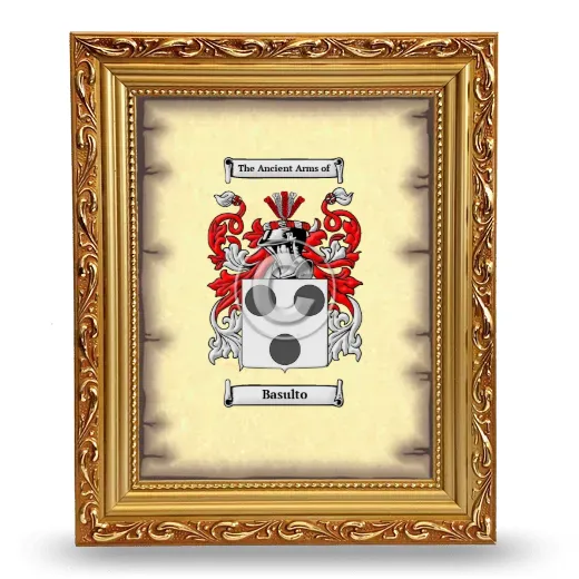 Basulto Coat of Arms Framed - Gold