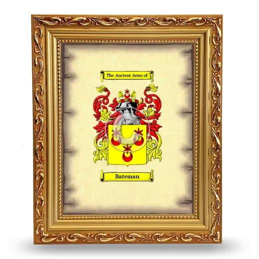 Bateman Coat of Arms Framed - Gold