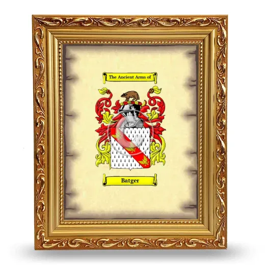 Batger Coat of Arms Framed - Gold