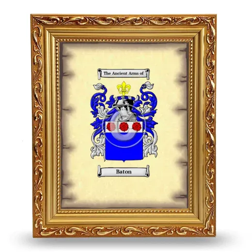 Baton Coat of Arms Framed - Gold