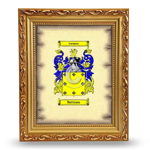 Battram Coat of Arms Framed - Gold