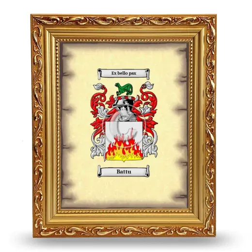 Battu Coat of Arms Framed - Gold