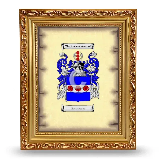 Baudens Coat of Arms Framed - Gold