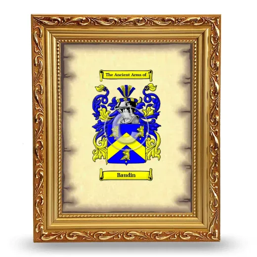 Baudin Coat of Arms Framed - Gold