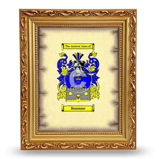 Baumme Coat of Arms Framed - Gold