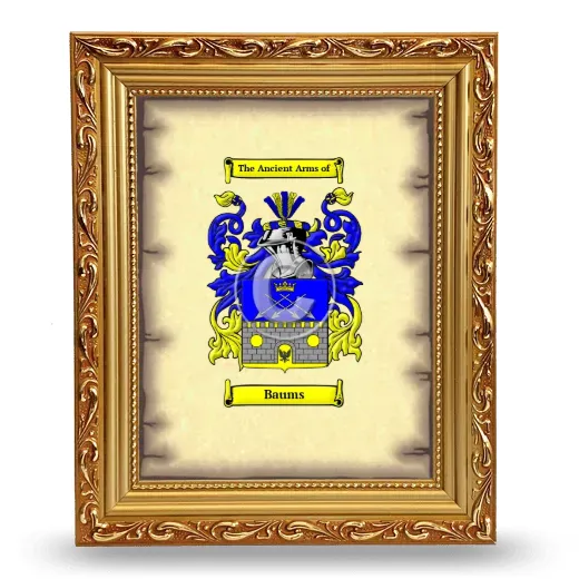 Baums Coat of Arms Framed - Gold