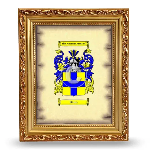 Baun Coat of Arms Framed - Gold