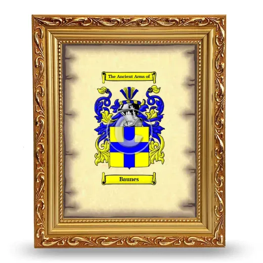 Baunes Coat of Arms Framed - Gold