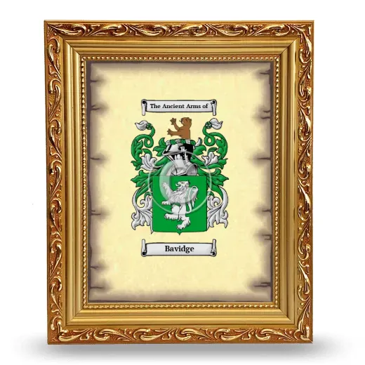 Bavidge Coat of Arms Framed - Gold