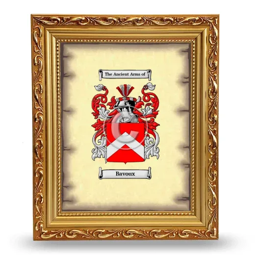 Bavoux Coat of Arms Framed - Gold