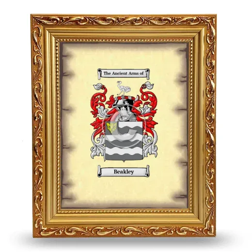 Beakley Coat of Arms Framed - Gold