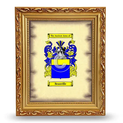 Beanville Coat of Arms Framed - Gold