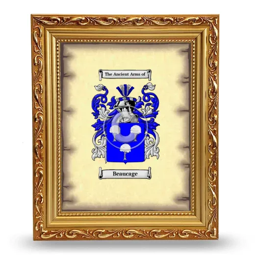 Beaucage Coat of Arms Framed - Gold