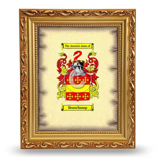 Beauchamp Coat of Arms Framed - Gold