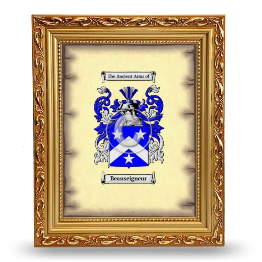 Beauseigneur Coat of Arms Framed - Gold