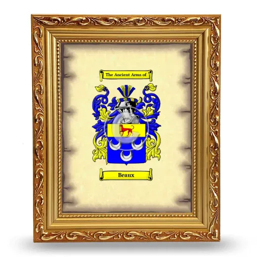 Beaux Coat of Arms Framed - Gold