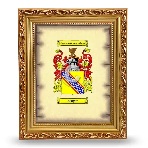 Beayer Coat of Arms Framed - Gold