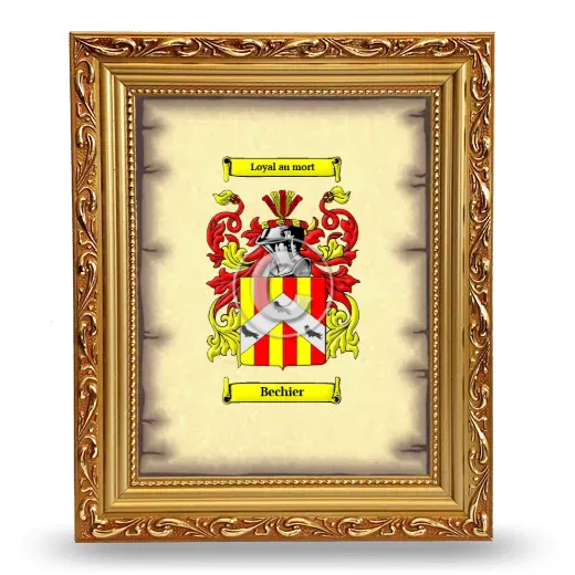 Bechier Coat of Arms Framed - Gold