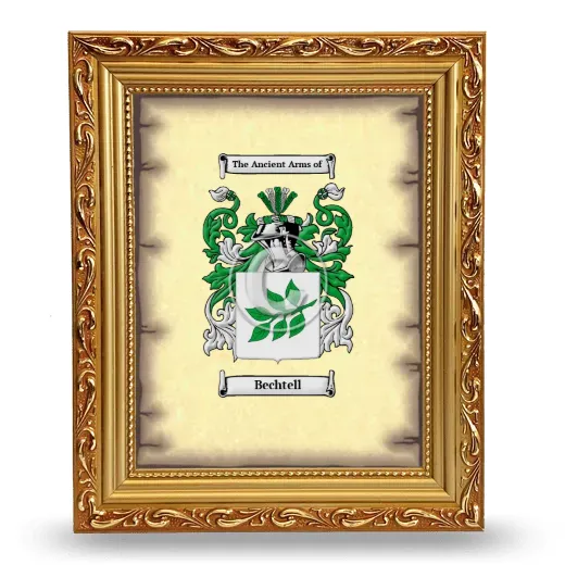 Bechtell Coat of Arms Framed - Gold