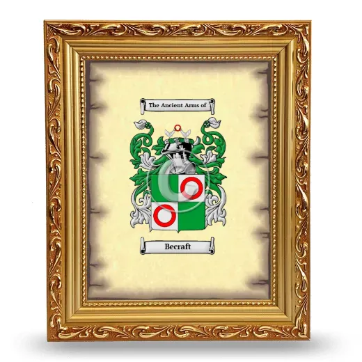 Becraft Coat of Arms Framed - Gold