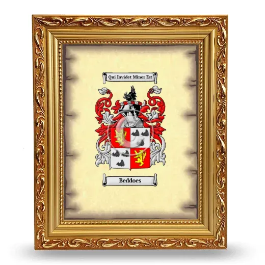 Beddoes Coat of Arms Framed - Gold