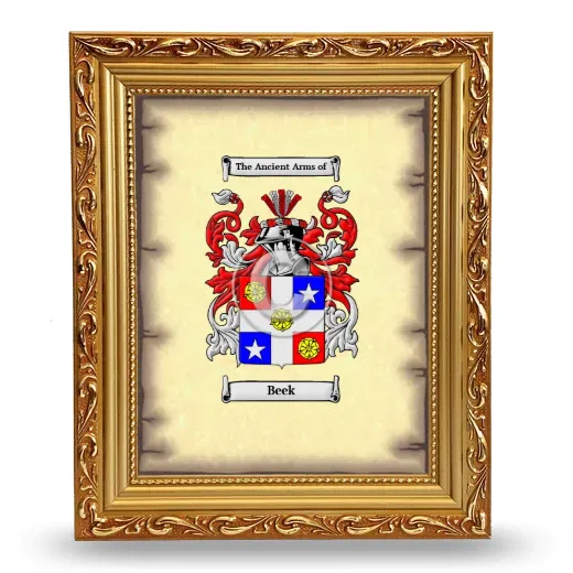 Beek Coat of Arms Framed - Gold