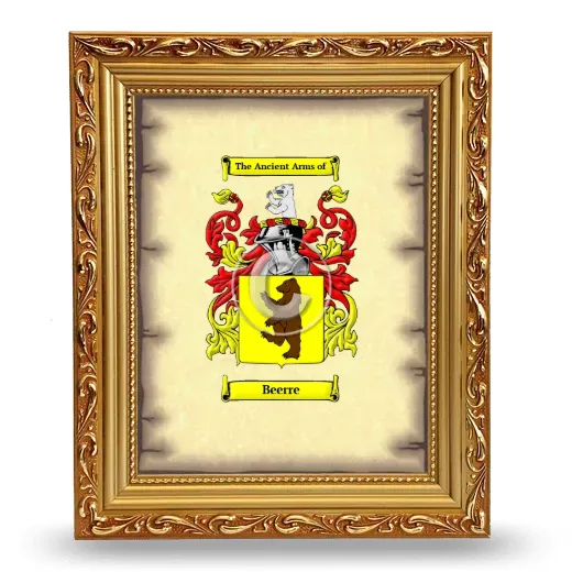 Beerre Coat of Arms Framed - Gold
