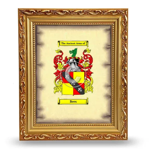Bees Coat of Arms Framed - Gold