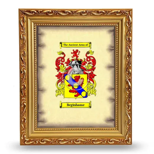 Beginhame Coat of Arms Framed - Gold