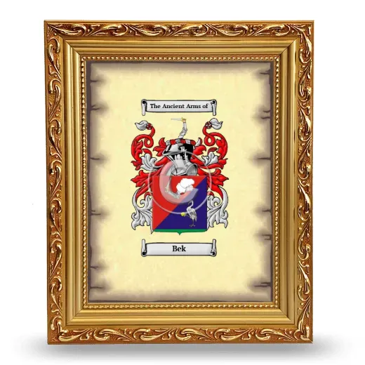 Bek Coat of Arms Framed - Gold