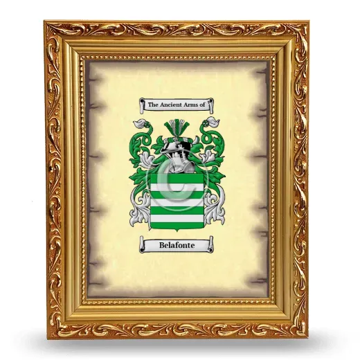 Belafonte Coat of Arms Framed - Gold