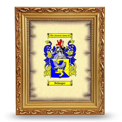 Belanger Coat of Arms Framed - Gold