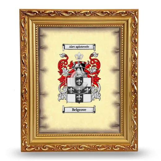 Belgrove Coat of Arms Framed - Gold