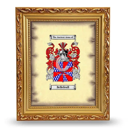 Bellefeull Coat of Arms Framed - Gold