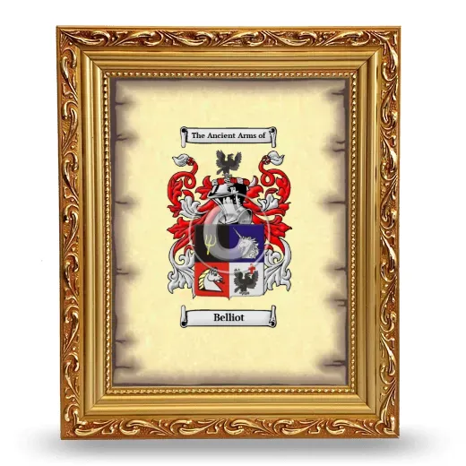 Belliot Coat of Arms Framed - Gold