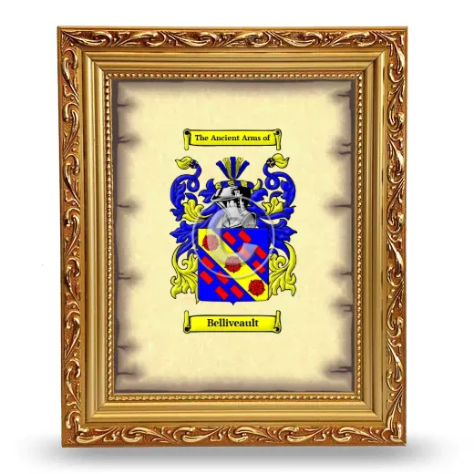 Belliveault Coat of Arms Framed - Gold