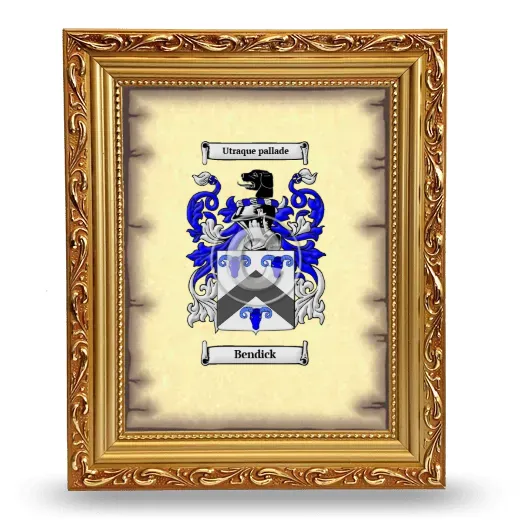 Bendick Coat of Arms Framed - Gold