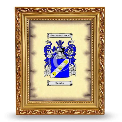 Bendur Coat of Arms Framed - Gold