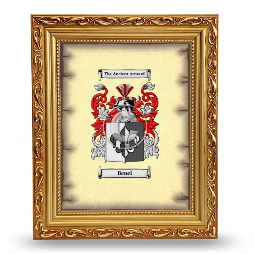 Benel Coat of Arms Framed - Gold
